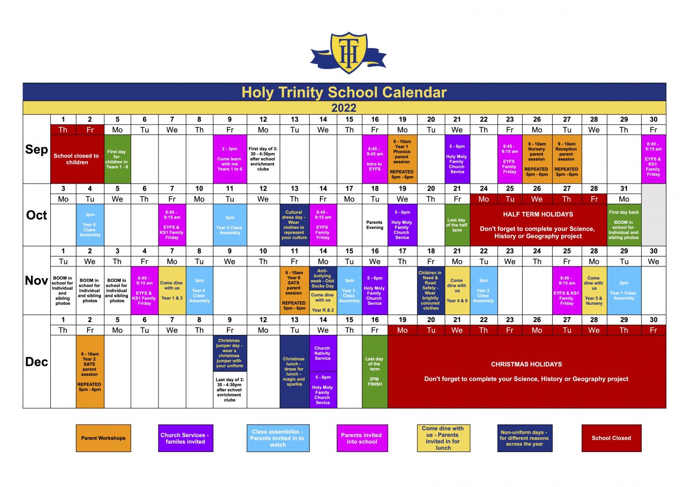 Holy Trinity Primary School School Term Dates